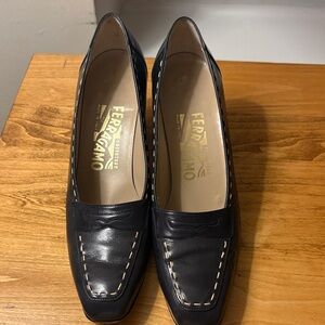 Salvatore Ferragamo Women's Dark Leather Loafers